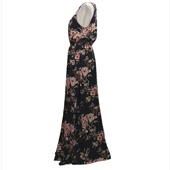Lulus Feel The Music Midnight Blue Floral Print Maxi Dress Sz Medium - Picture 8 of 15